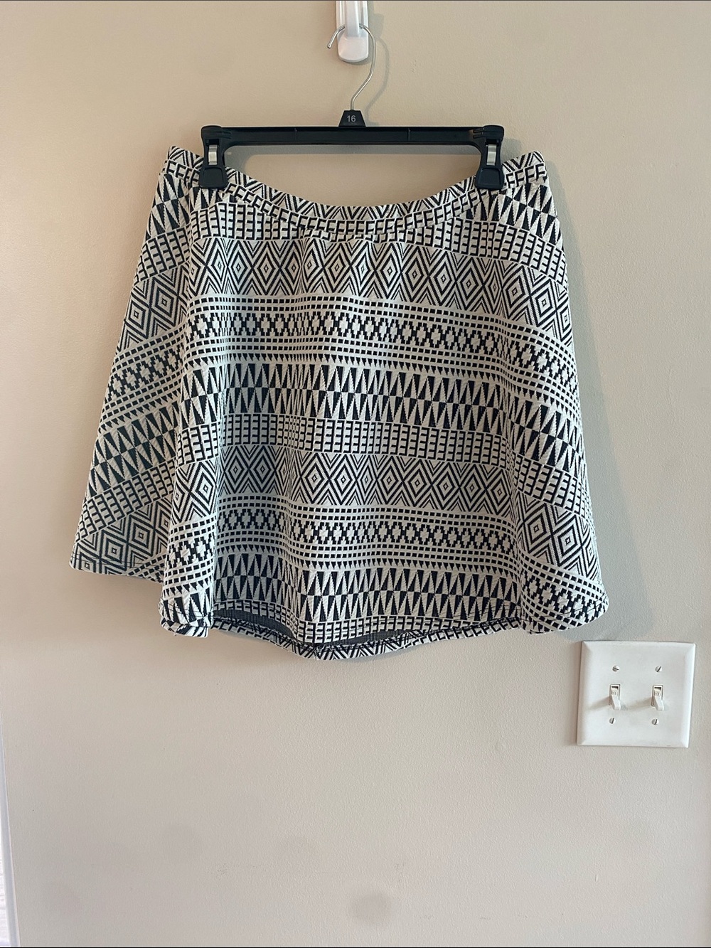 Maurices Black and White Geometric Skater Skirt